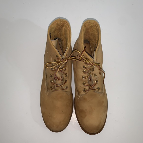 Vintage Timberland Boots Mens 12 Beige Leather Combat Ankle Work Made USA 10066 main image 7